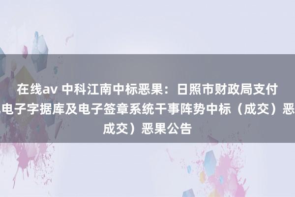 在线av 中科江南中标恶果：日照市财政局支付电子化电子字据库及电子签章系统干事阵势中标（成交）恶果公告