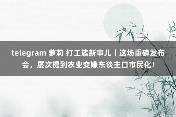 telegram 萝莉 打工簇新事儿丨这场重磅发布会，屡次提到农业变嫌东谈主口市民化！