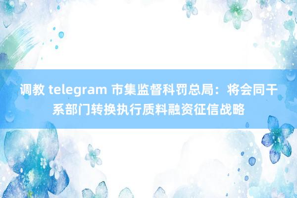 调教 telegram 市集监督科罚总局：将会同干系部门转换执行质料融资征信战略