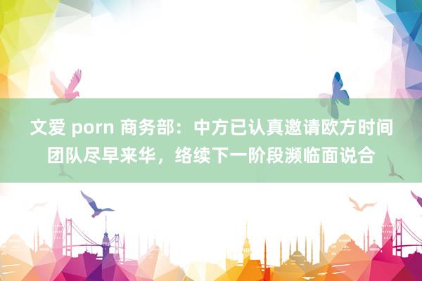 文爱 porn 商务部：中方已认真邀请欧方时间团队尽早来华，络续下一阶段濒临面说合