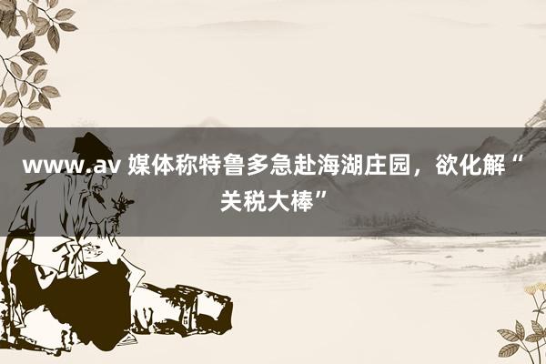 www.av 媒体称特鲁多急赴海湖庄园，欲化解“关税大棒”